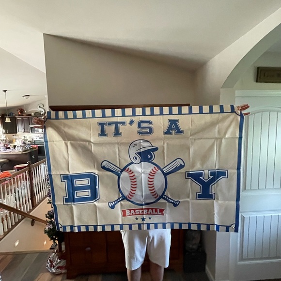 Baseball It’s a Boy Baby Birth Announcement Gender Reveal Banner Flag - Picture 2 of 2